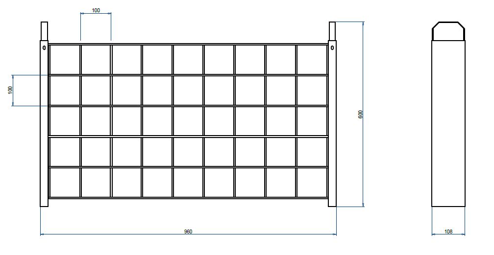 Grundelement 960 mm für 45 Flaschen 150 cl (PET)