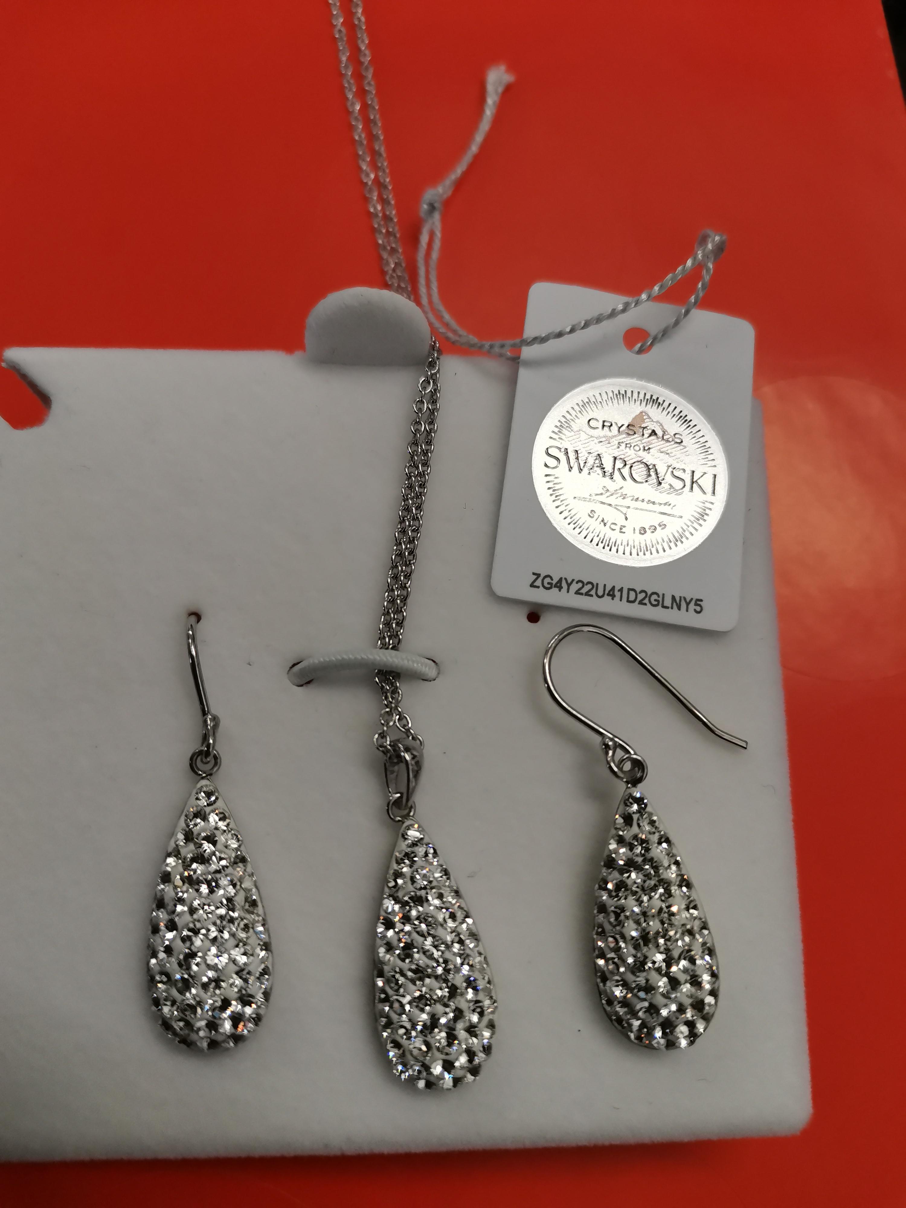 Swarovski Kristall Set, Halskette mit Anhänger und Ohrstecker