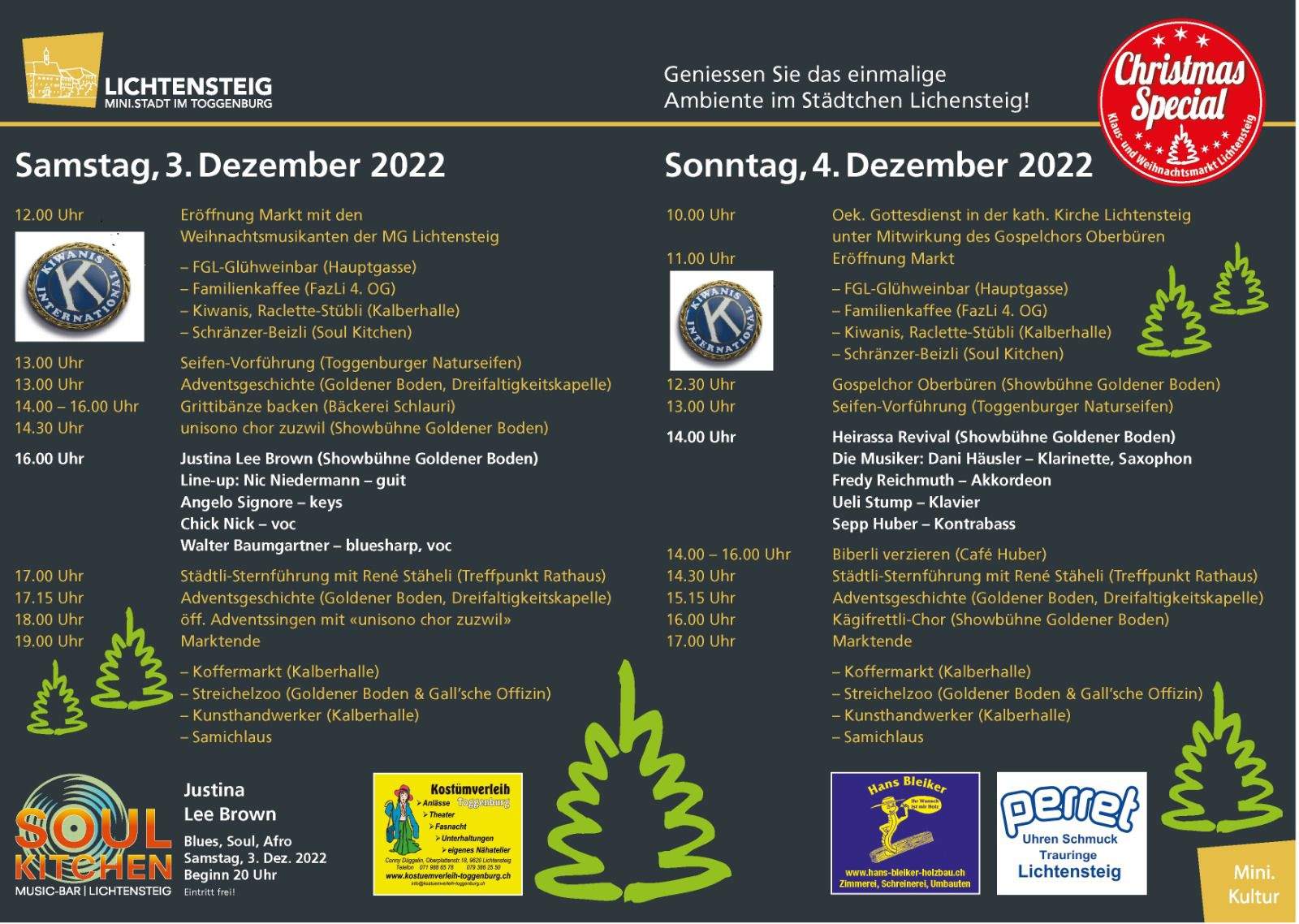 Der Kiwanis Club Wattwil-Toggenburg am Klaus- und Weihnachtsmarkt 2022 in Lichtensteig (3. & 4. Dezember)