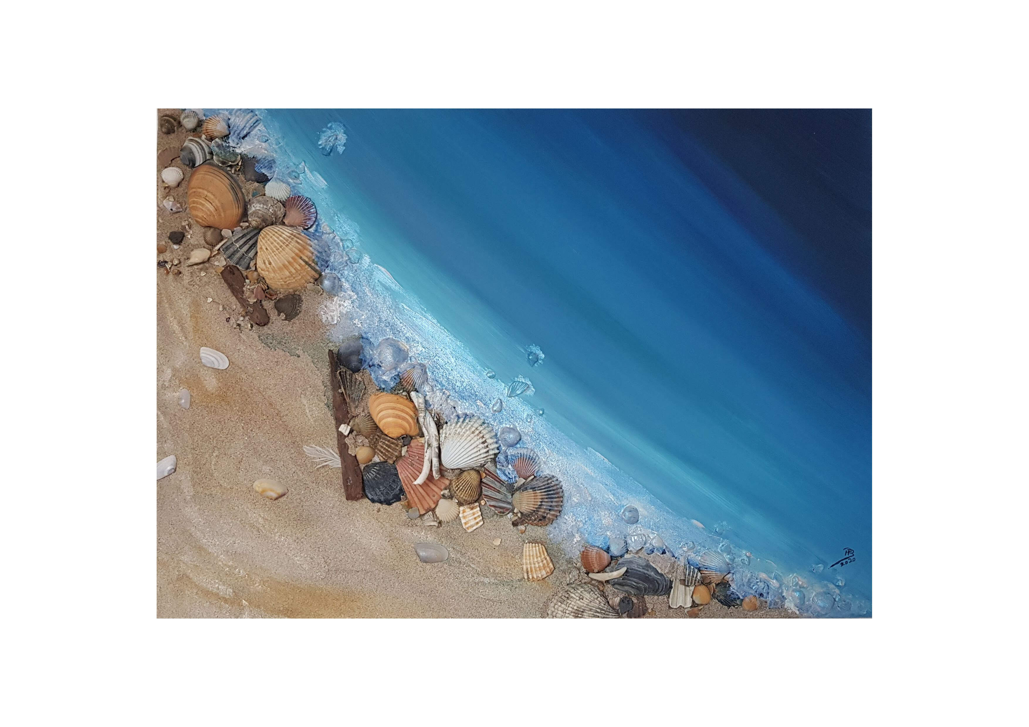 7ox5o cm, Acryl mit Strandgut und Sand auf Leinwand, CHF 28o.oo