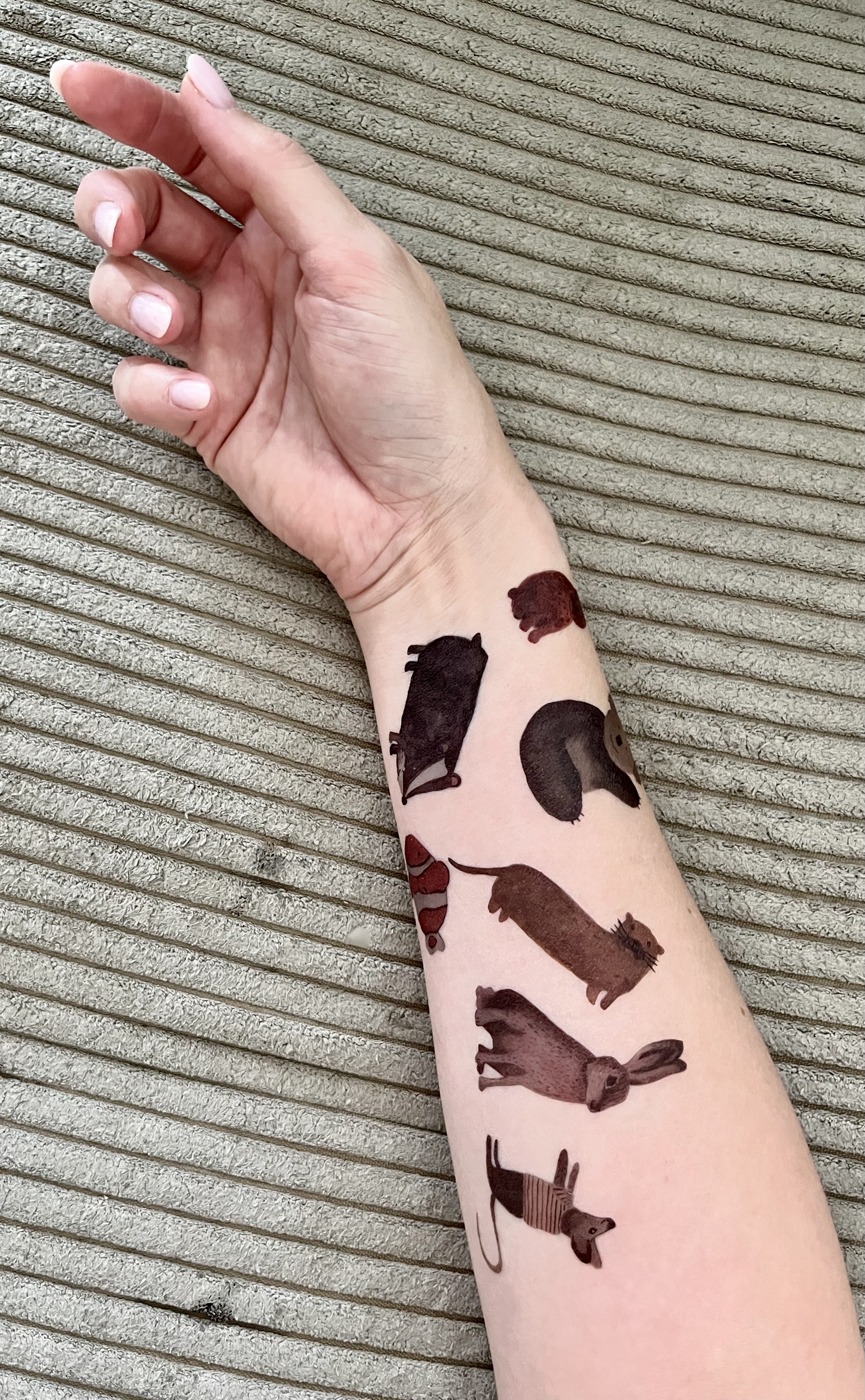 Temporäre Tattoos Set für Kinder, 7 Aquarell Tiere