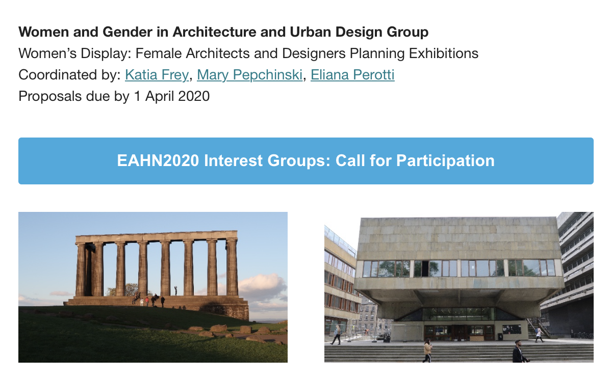 EAHN 2021: Workshop "Women’s Display. Female Architects and Designers Planning Exhibitions"