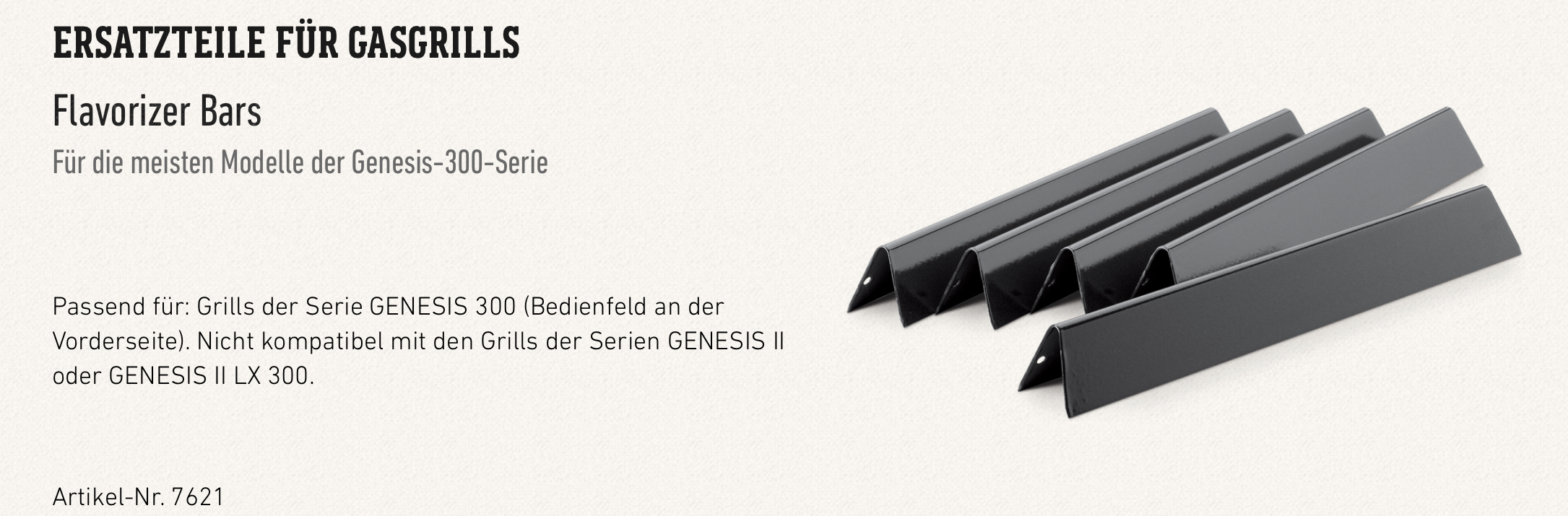 Weber Flavorizer Bars Genesis E-300 Serie (ab 2011), emailliert (5er Set)
