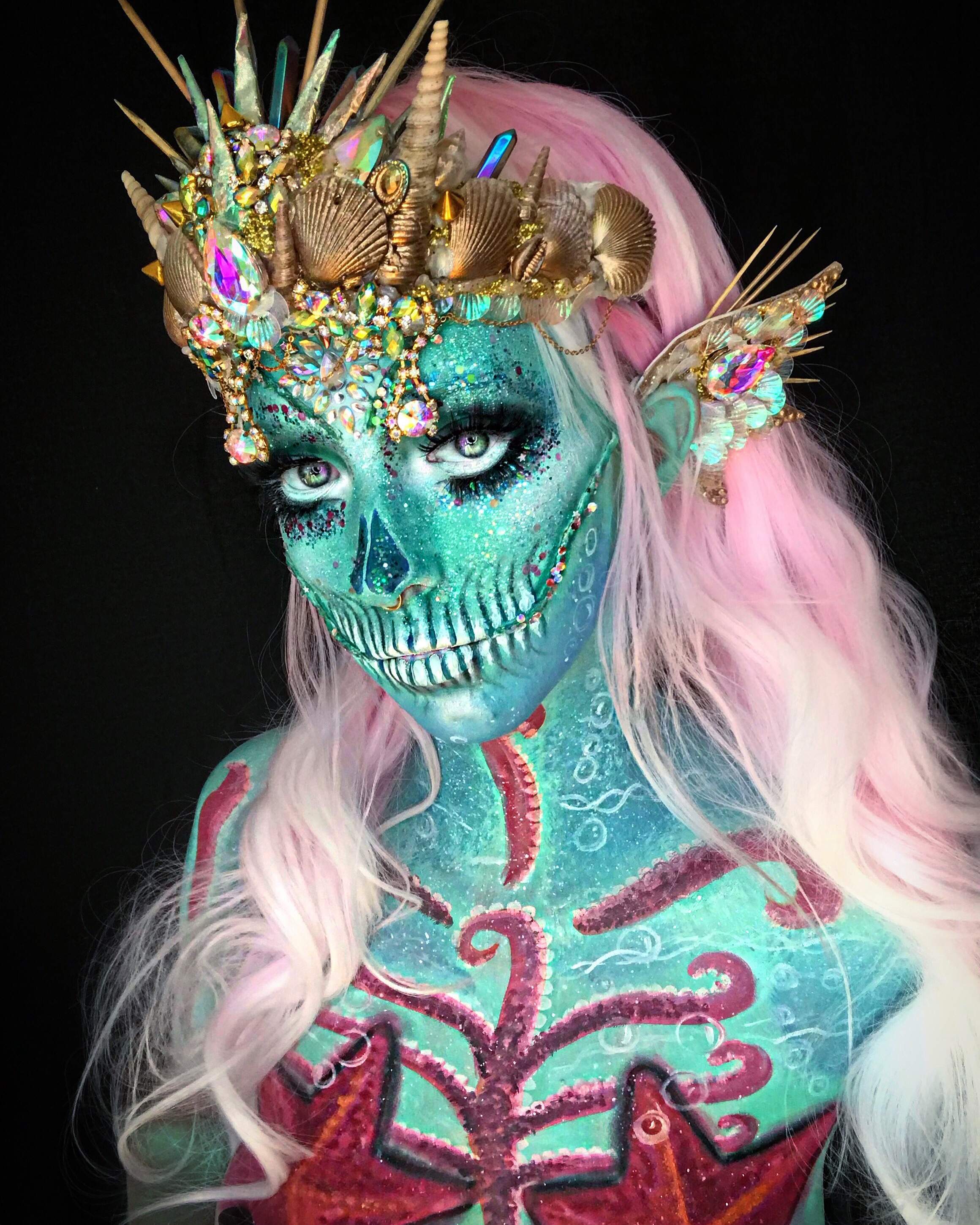 Mermaid Skull Bodypaint & Headpiece