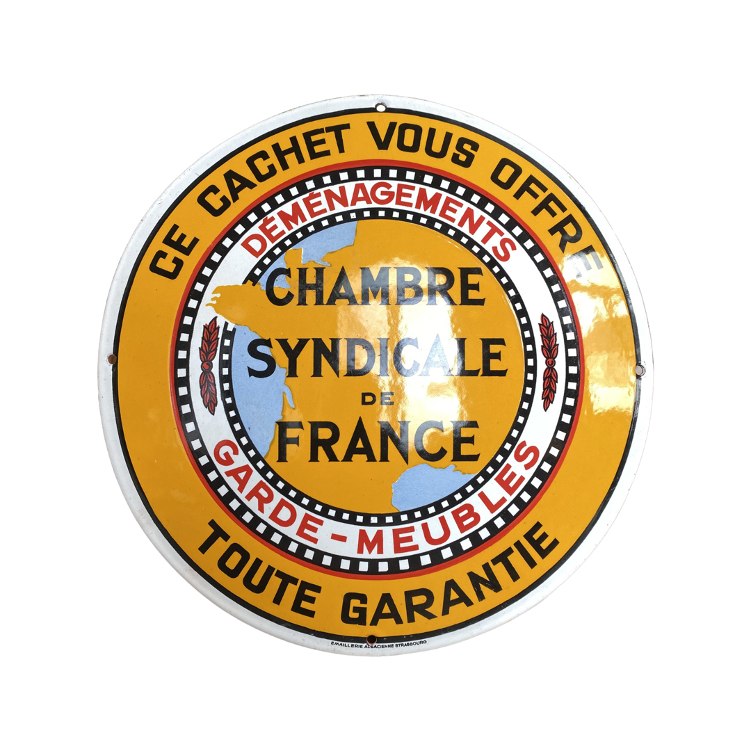 Emailschild Syndicale de France um ca. 1920