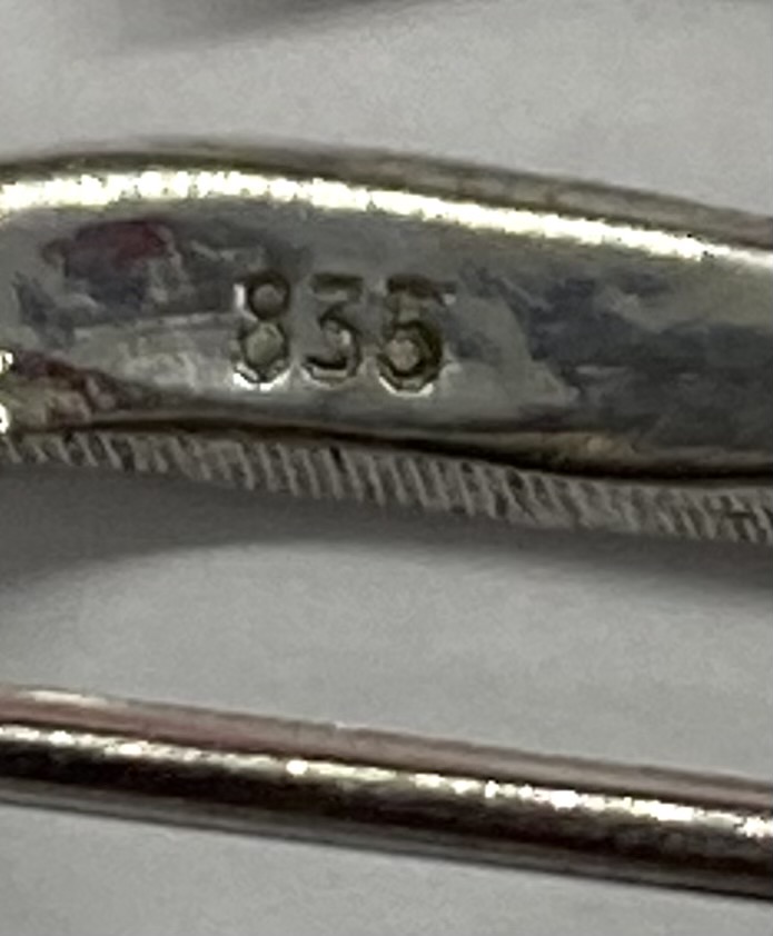 Silber (835er) Brosche mit Glassteinen