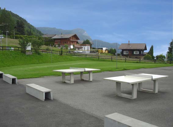 Spielwiese West (800m2): 2 Pingpong-Tische, Volleyball, Badminton (kein Fussball usw.!)
