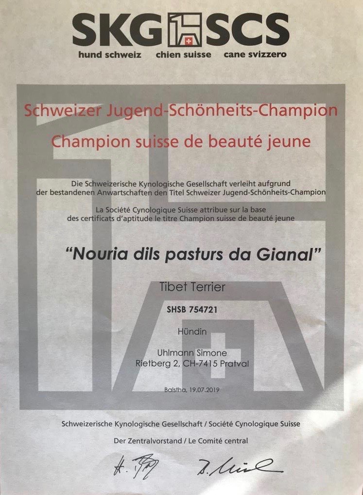 Nouria dils Pasturs da Gianal ist Schweizer Jugend-Schönheits-Champion  19. Juli 2019