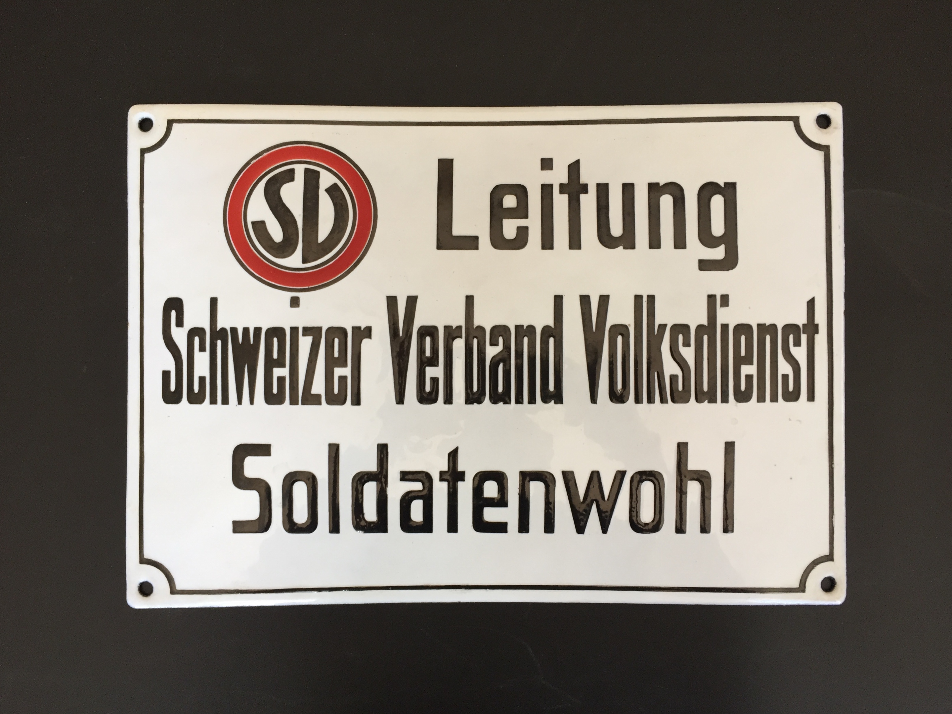Altes Emailschild Volksdienst Soldatenwohl um ca. 1930