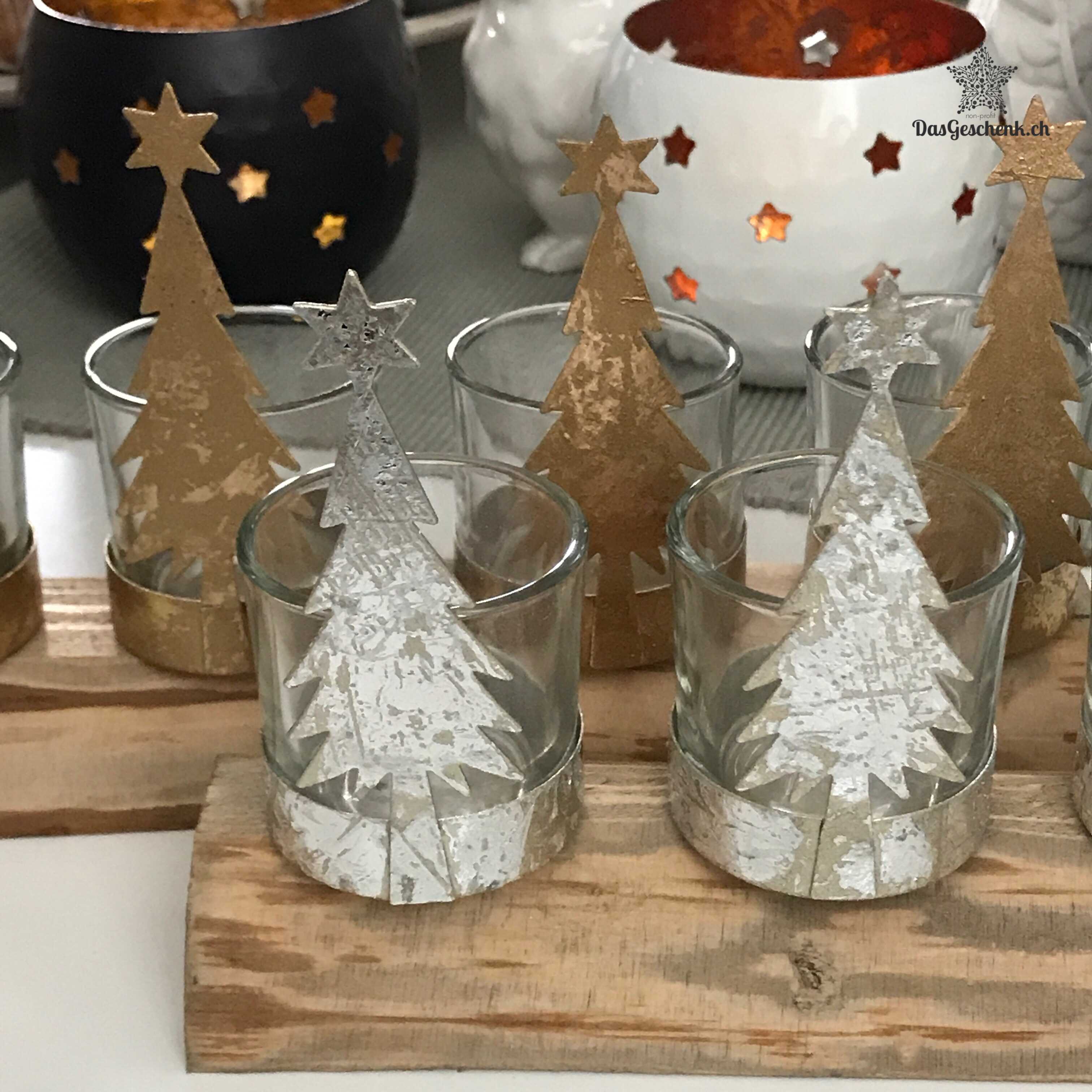 Teelichtständer/Adventsständer "Sternen-Tannenbaum" mit 4 Teelichthaltern