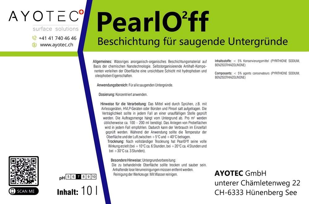 PearlO²ff | Wässrige Imprägnierung anhand modernster Erkenntniss, verleiht Oberflächen wasser- & oelabweisende Eigenschaften.