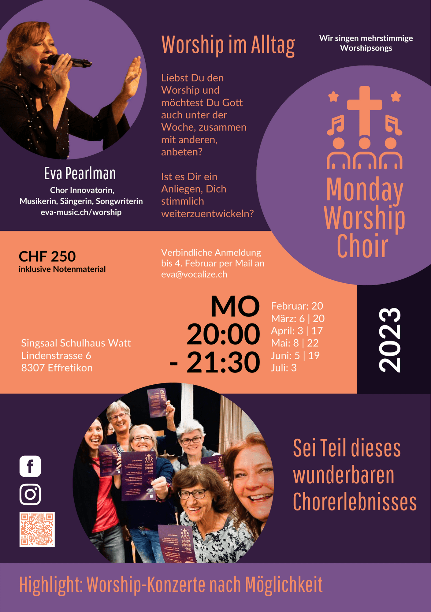 Monday Worship Choir Flyer 1. Halbjahr 2023