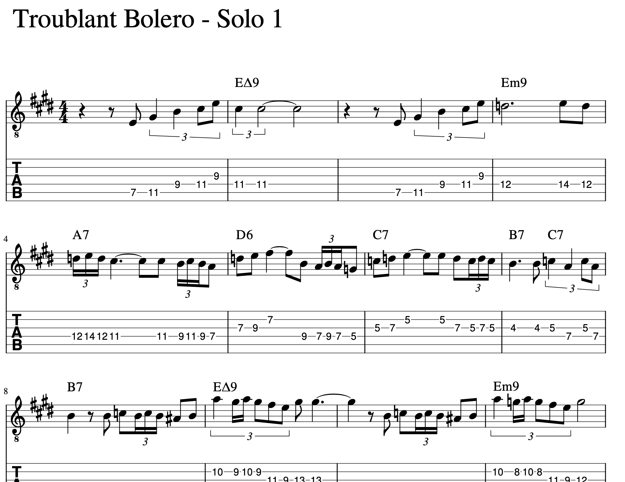 Master The Song - Troublant Bolero - tabs and notes