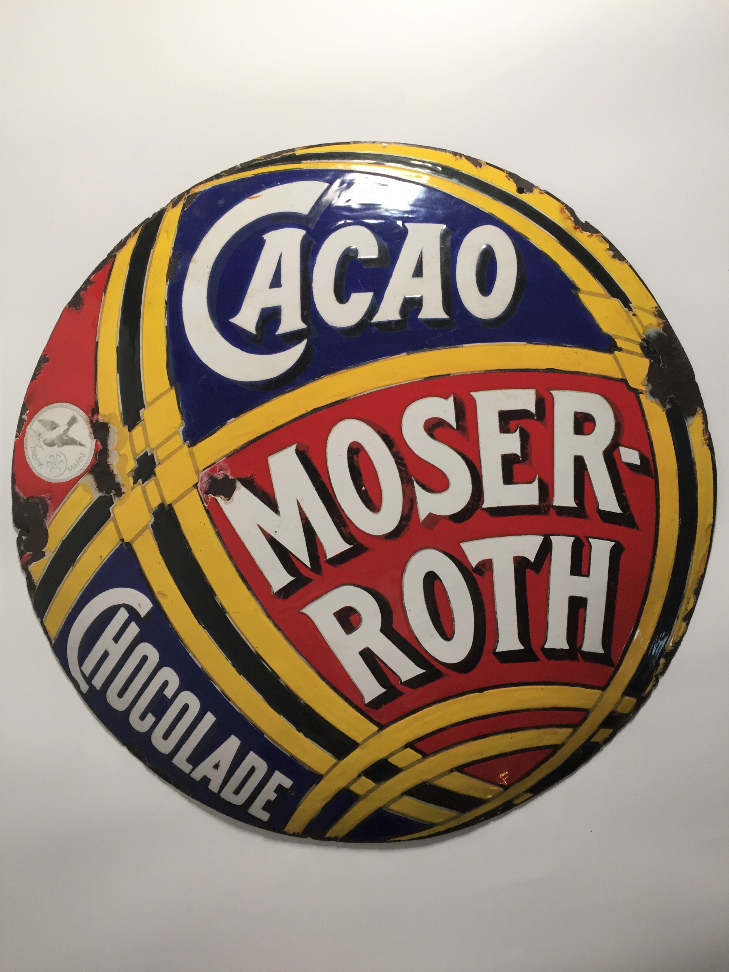 Emailschild  Moser Roth Schokolade um 1900