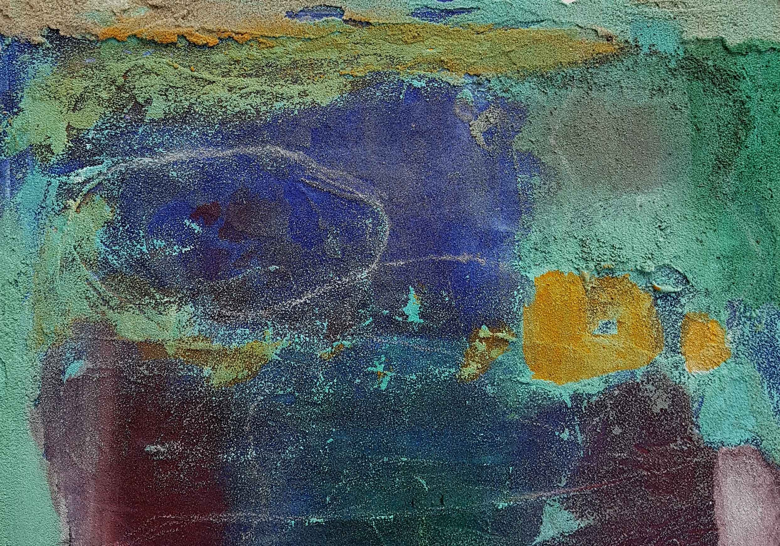 2018a • 21x28 cm Pigmente auf Meersand und Papier