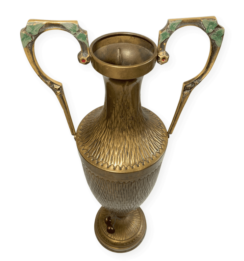 Grosse Jugendstil Amphore / Vase Messing um 1900