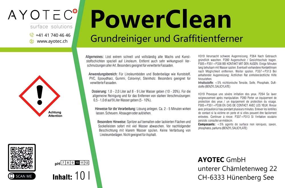 PowerClean | Hochwirksames, konzentriertes Grundreinigungsmittel. Löst extrem schnell Wachs-/Kunststoffschichten.