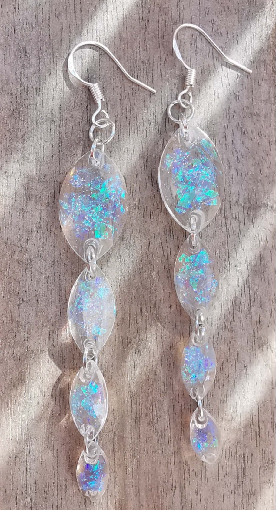 9040 - Blue Sheer Glitter Earrings
