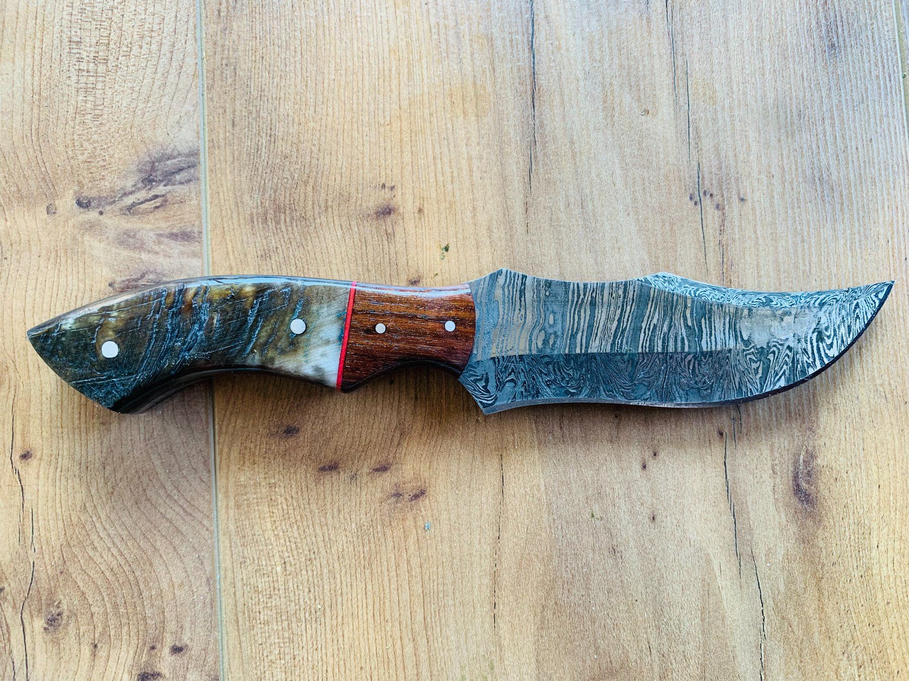 Damast Messer feststehend 22cm hürlimann No. 02