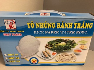 Reispapier, Wasserschale und Reispapier-Teller
