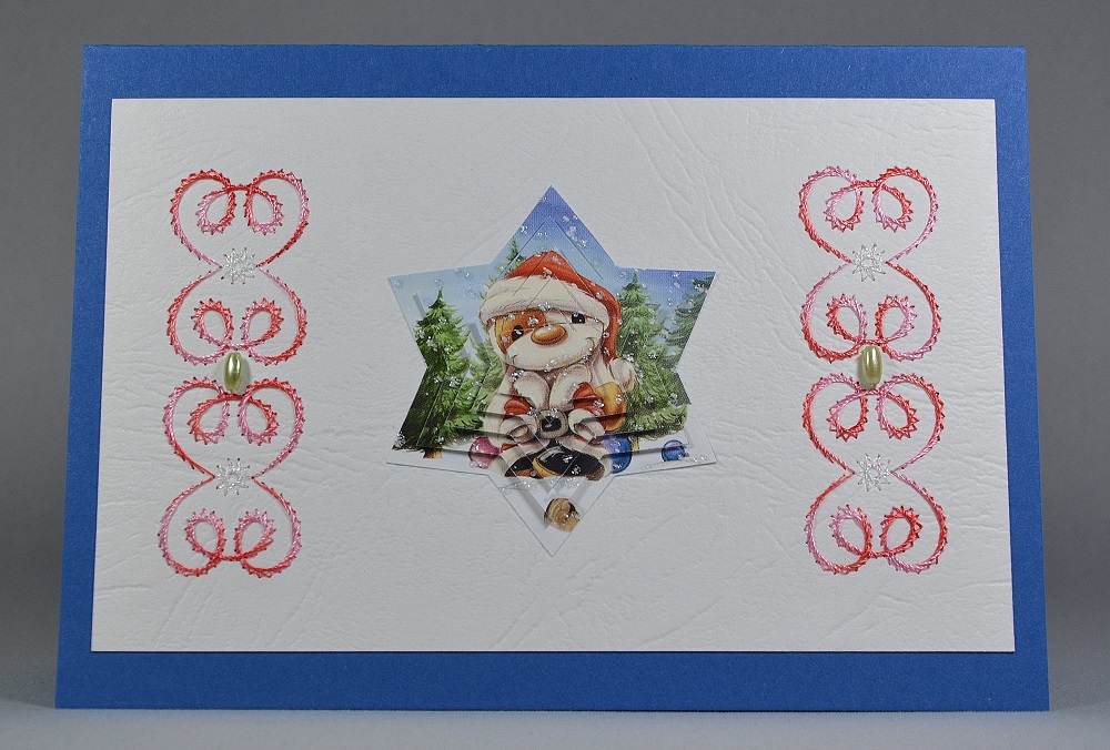 handbestickte Mylo- Weihnachtskarte