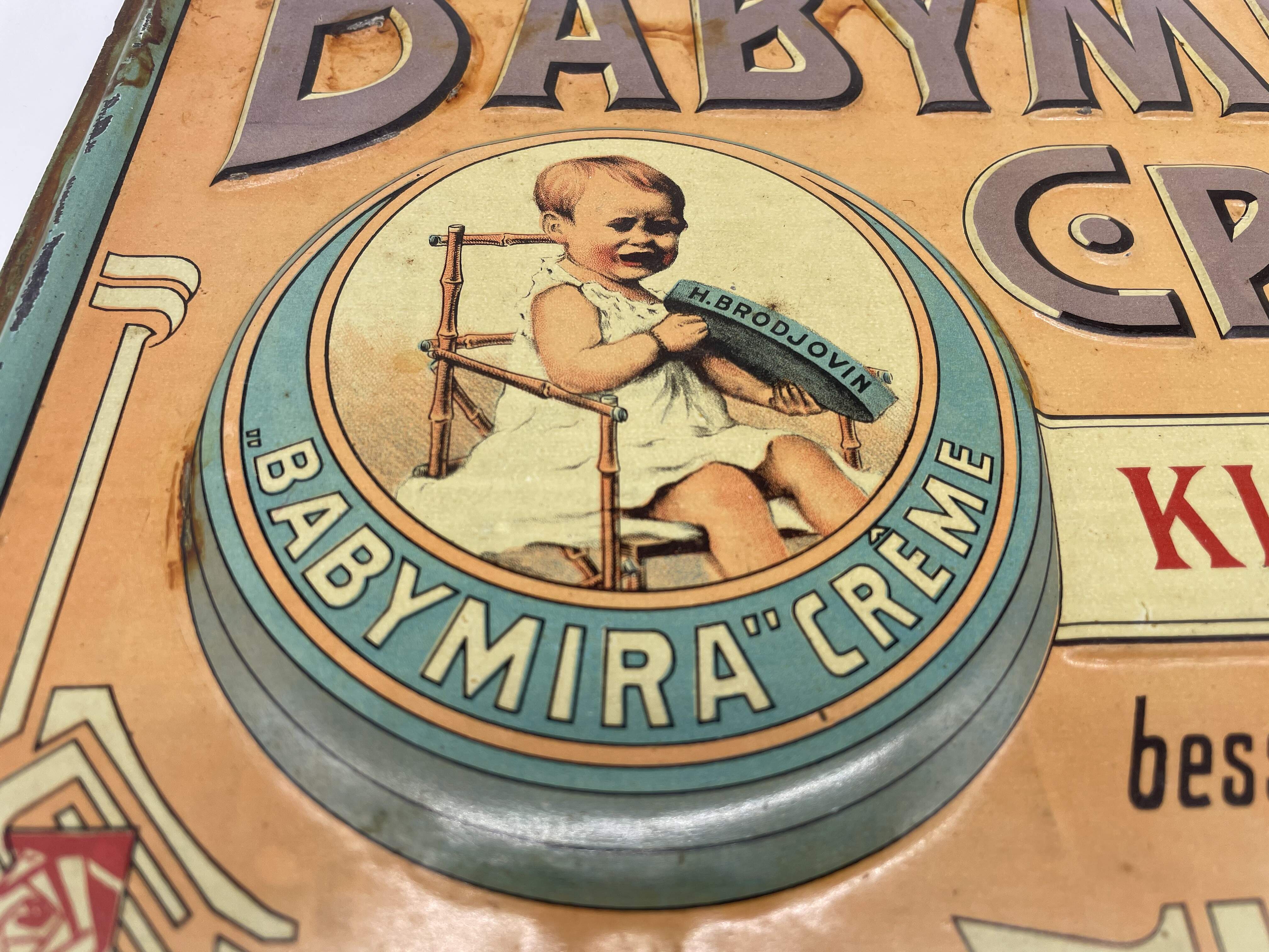 Blechschild Baby Mira Creme um 1900