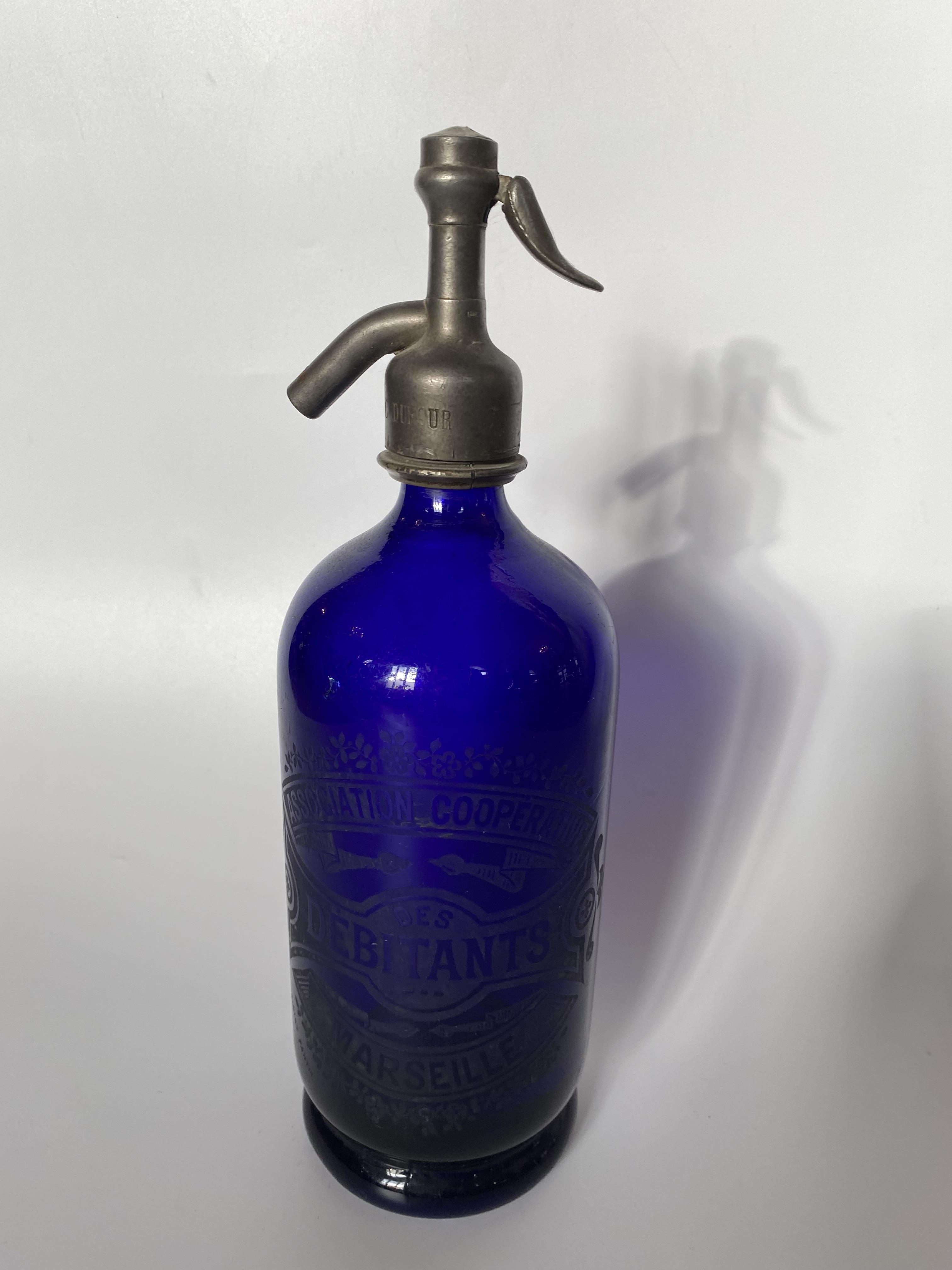 Antike Sodaflasche Dunkel Blau um 1920