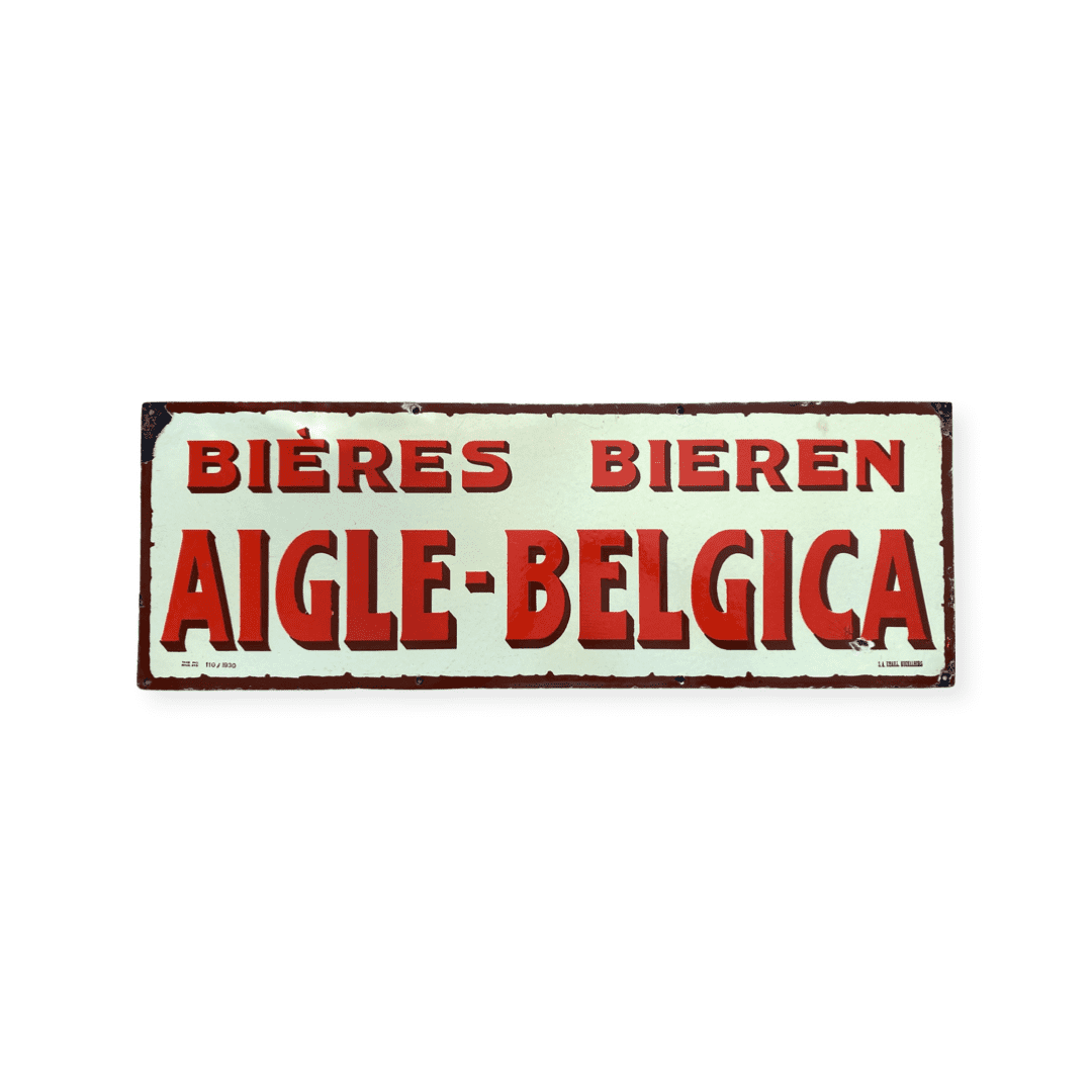 Altes Emailschild / Plaque Emailée Aigle-Belgica 1930