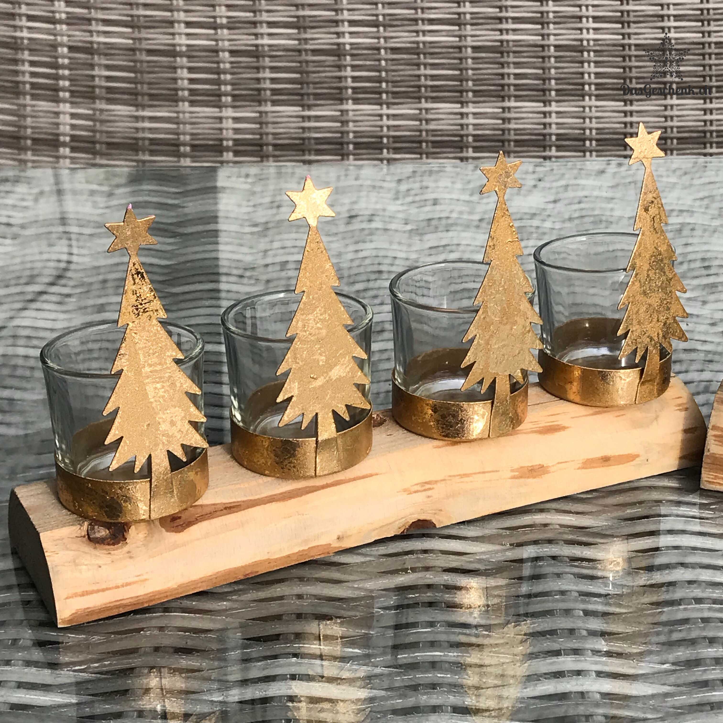 Teelichtständer/Adventsständer "Sternen-Tannenbaum" mit 4 Teelichthaltern