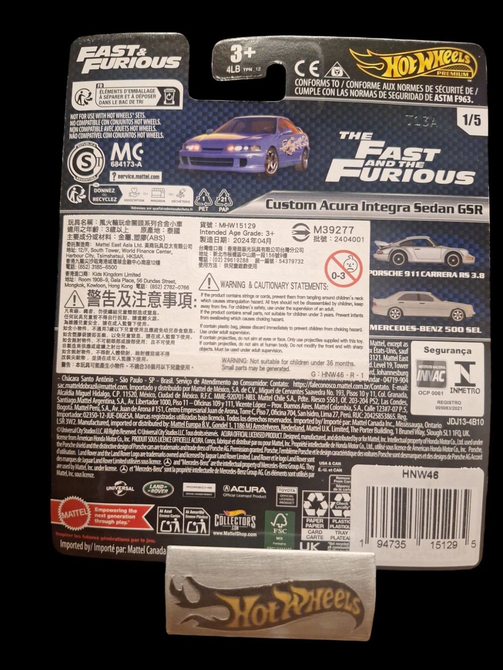 HW Premium Fast and Furious 2024 Mix 3 Custom Acura Integra Sedan GSR 1/5