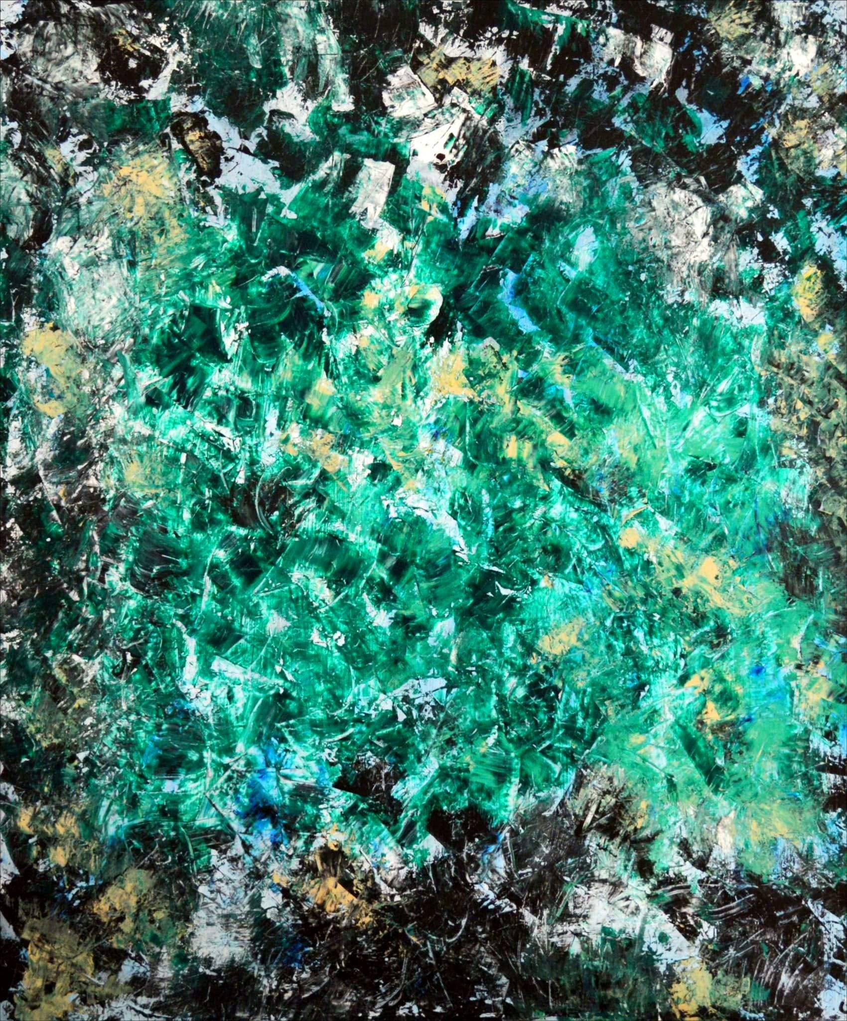 Abstract painting green sea - Peinture abstraite mer vert
