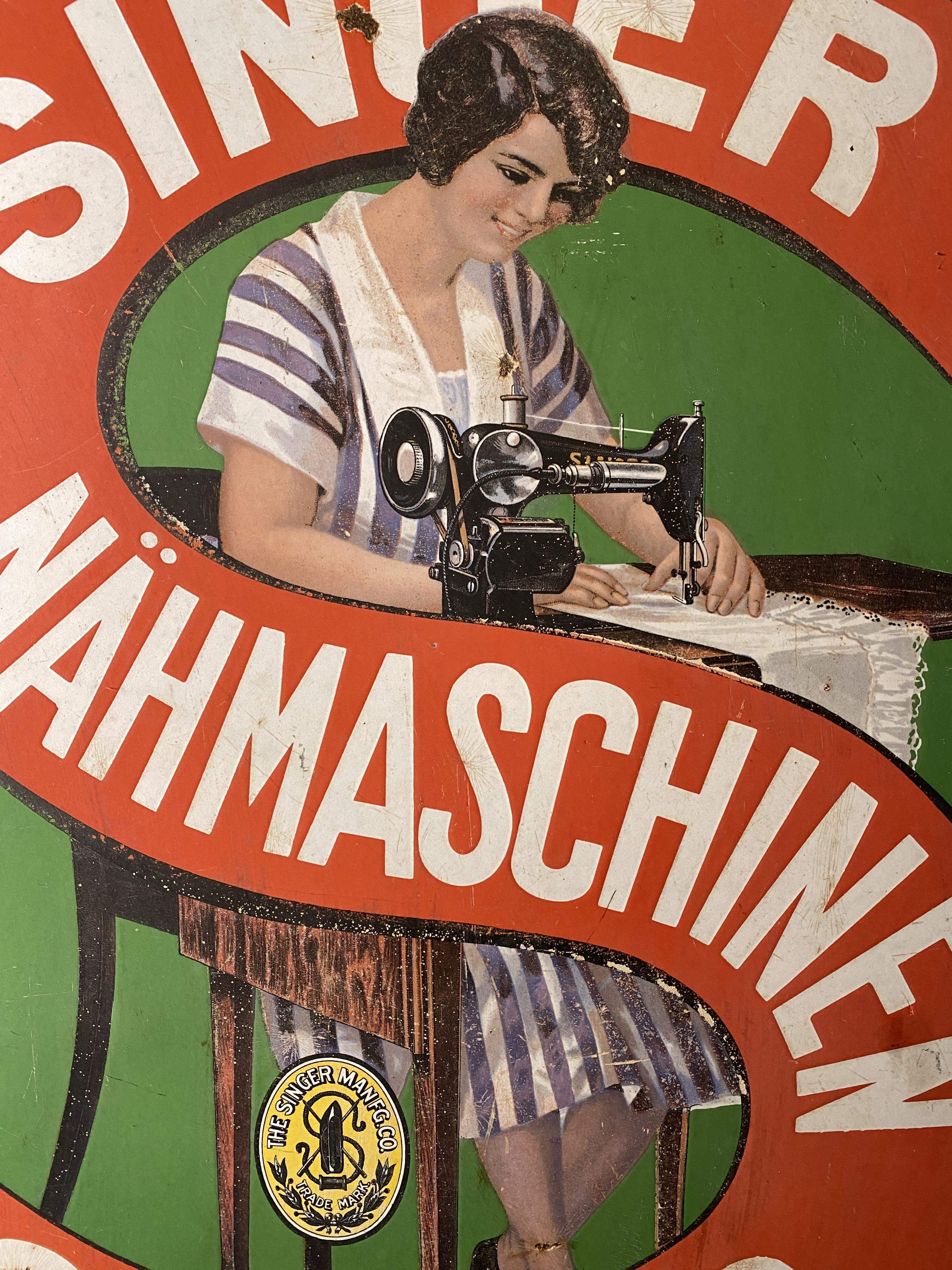 Emailschild Singer Nähmaschinen um 1930