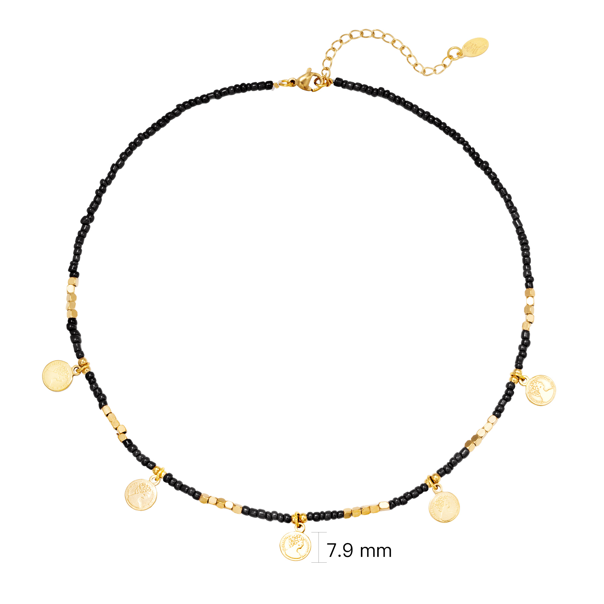 Halskette mit kleinen Münzenanhänger - Edelstahl - gold