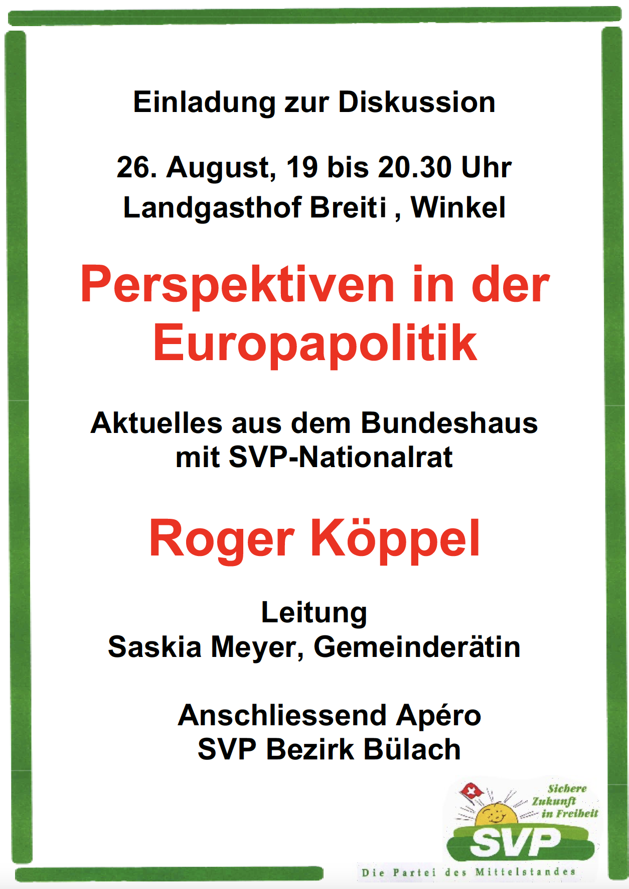 SVP-Nationalrat Roger Köppel spricht über die Perspektiven in der Europapolitik