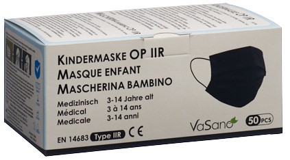 VaSano Kinder Maske Typ IIR schwarz 3-14 Jahre
