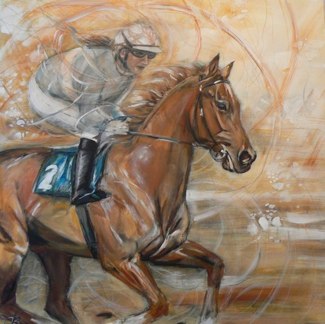 Horseracing, 2900 CHF  Acryl, 100 x 100 cm
