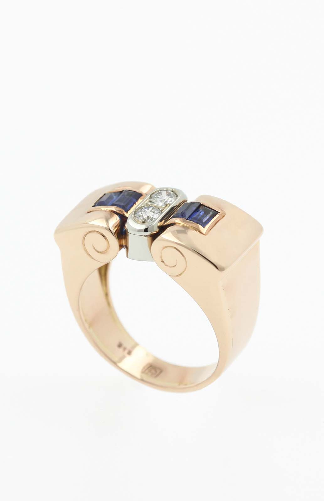 Art Deco Saphir Brillant Ring