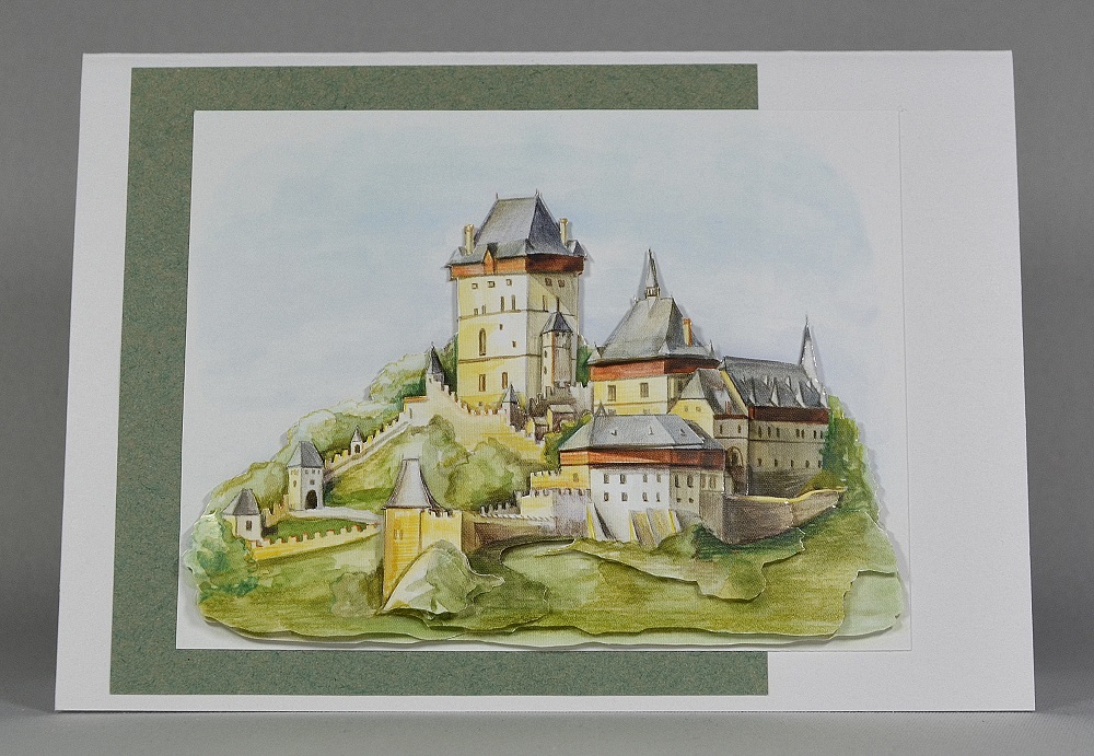 3D- Grusskarte mit Schlossmotiv
