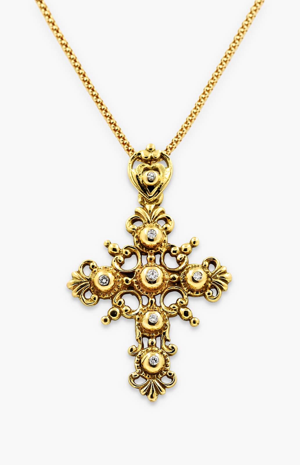Vintage Orthodoxes Kreuz mit Diamanten