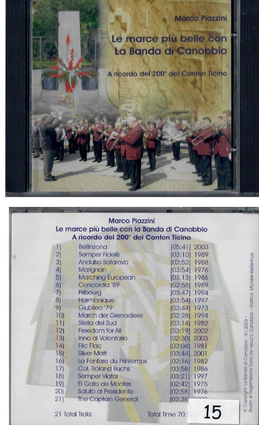 CD con la raccolta delle più belle marce eseguite dalla nostra Banda pubblicato nel 2003