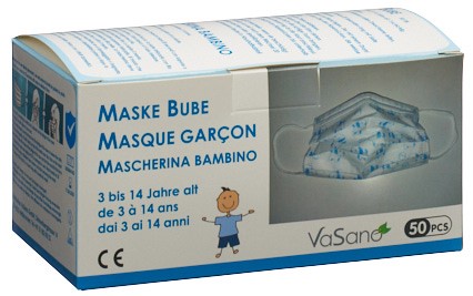 VaSano Kinder Maske für Bube 3-14 Jahre 50 Stk