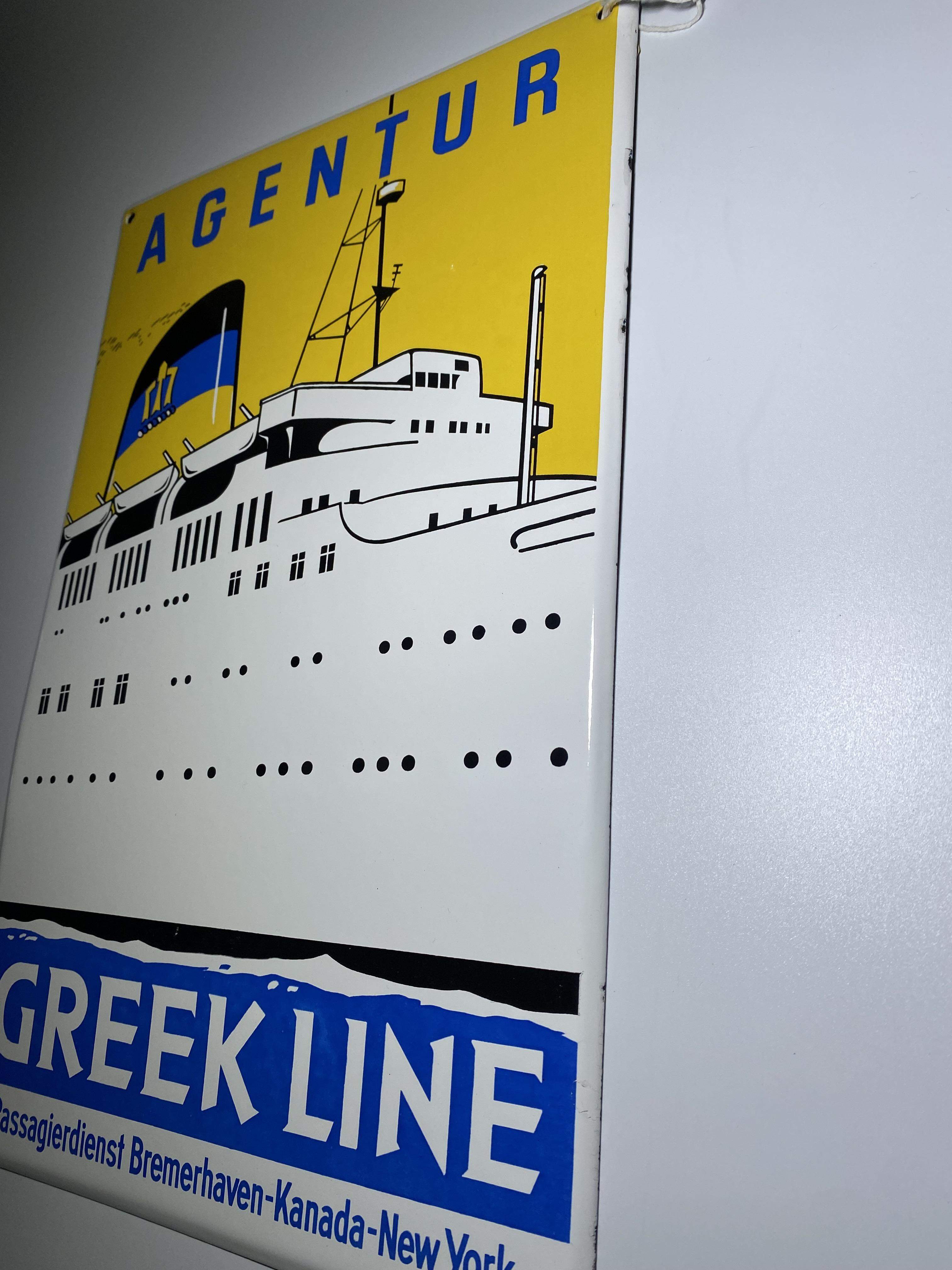 Emailschild Agentur Greek Line um 1950