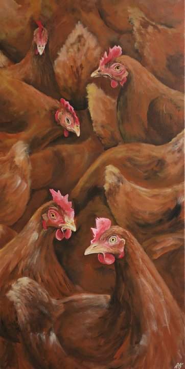Hühner | Originalformat: 50 cm x 100 cm