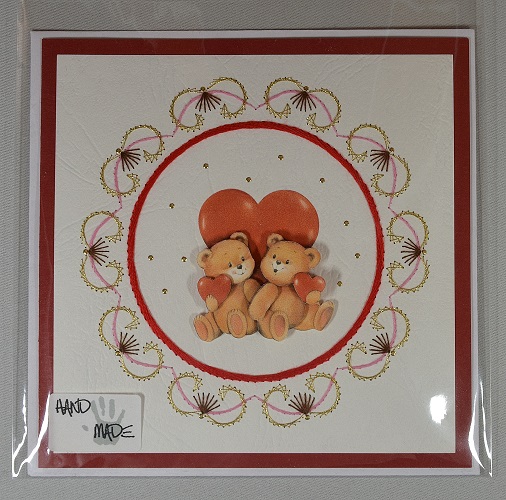 Valentinskarte mit Stickereien