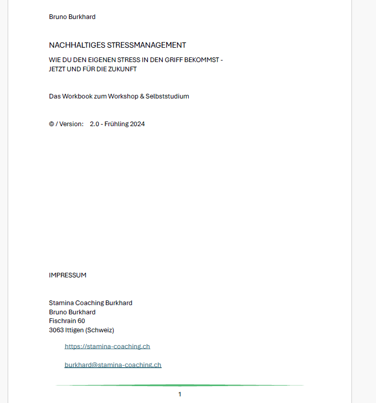 Workbook - Nachhaltiges Stressmanagement