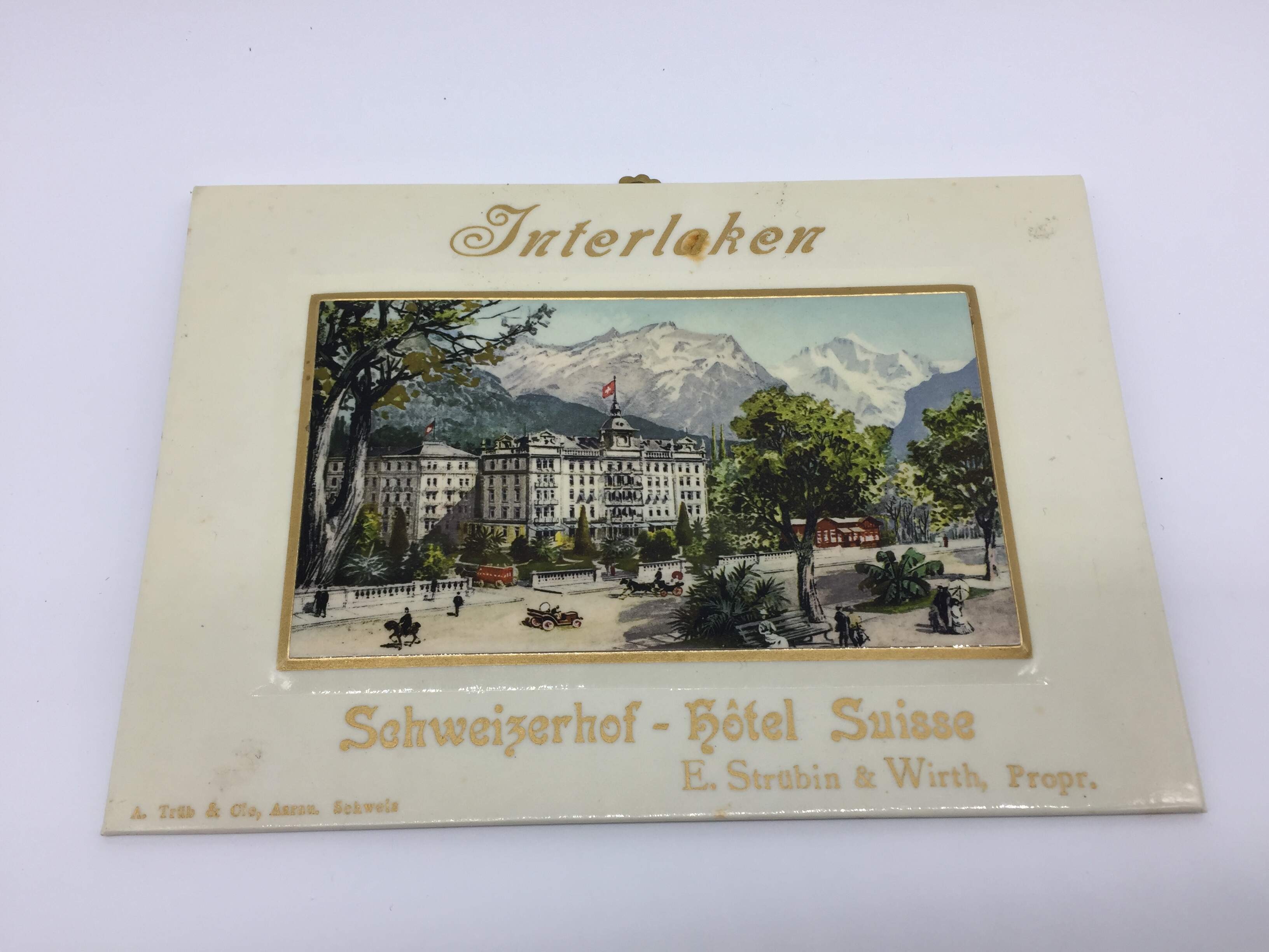 Werbeschild Imoglas Hotel Schweizerhof Interlaken um ca. 1920