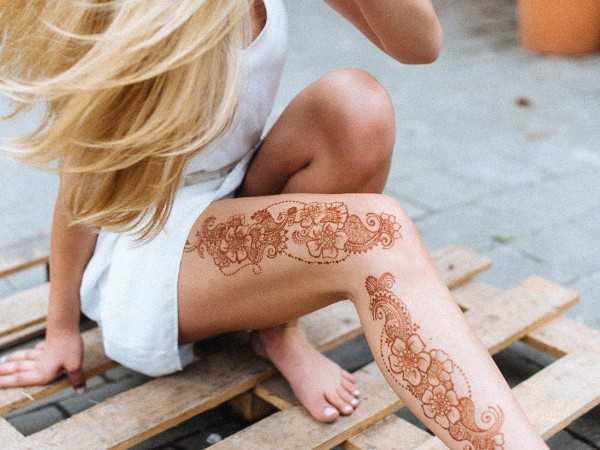 sexy Sommer Henna Tattoo auf Bein