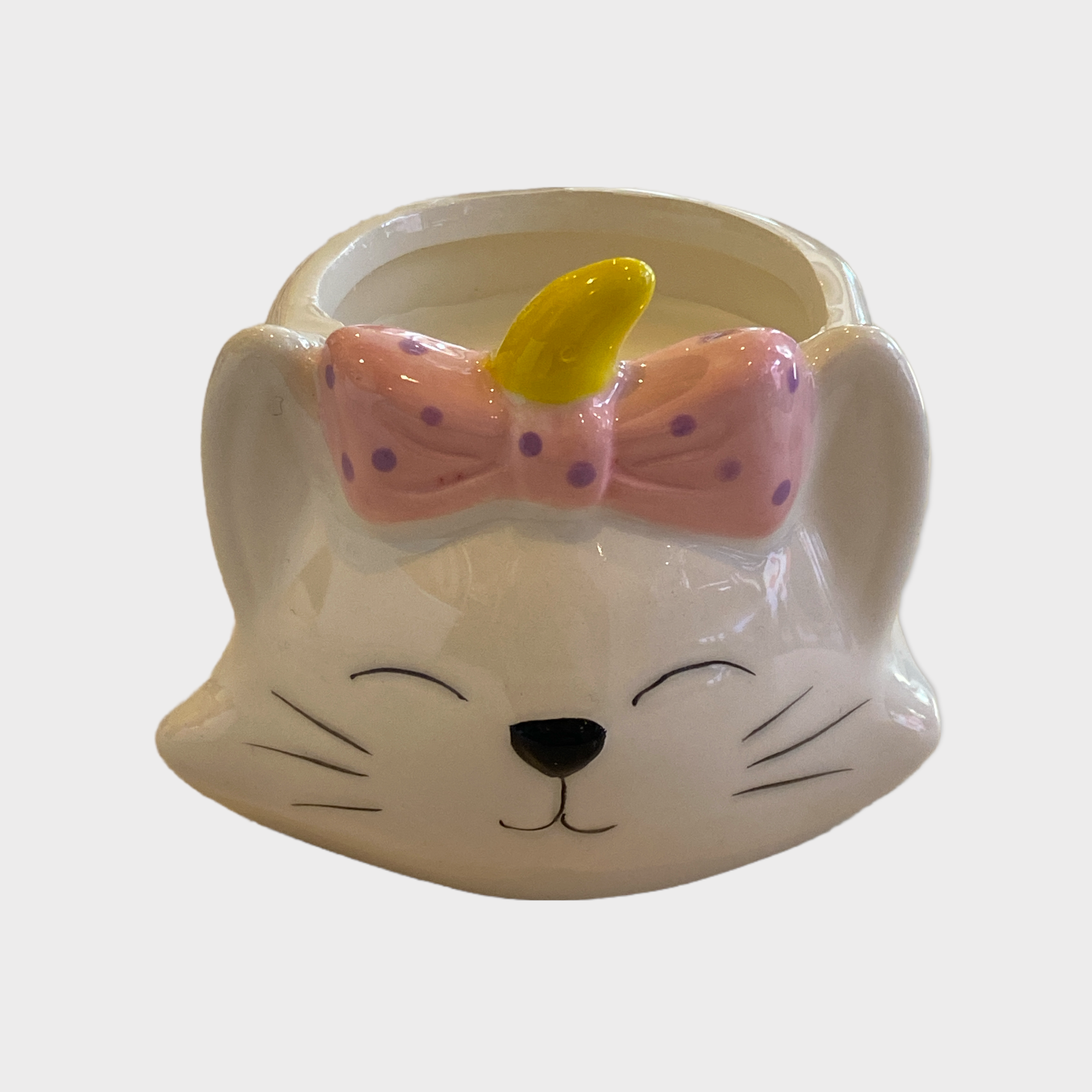 Kerze im Keramikglas - Katze mit Schlaufe