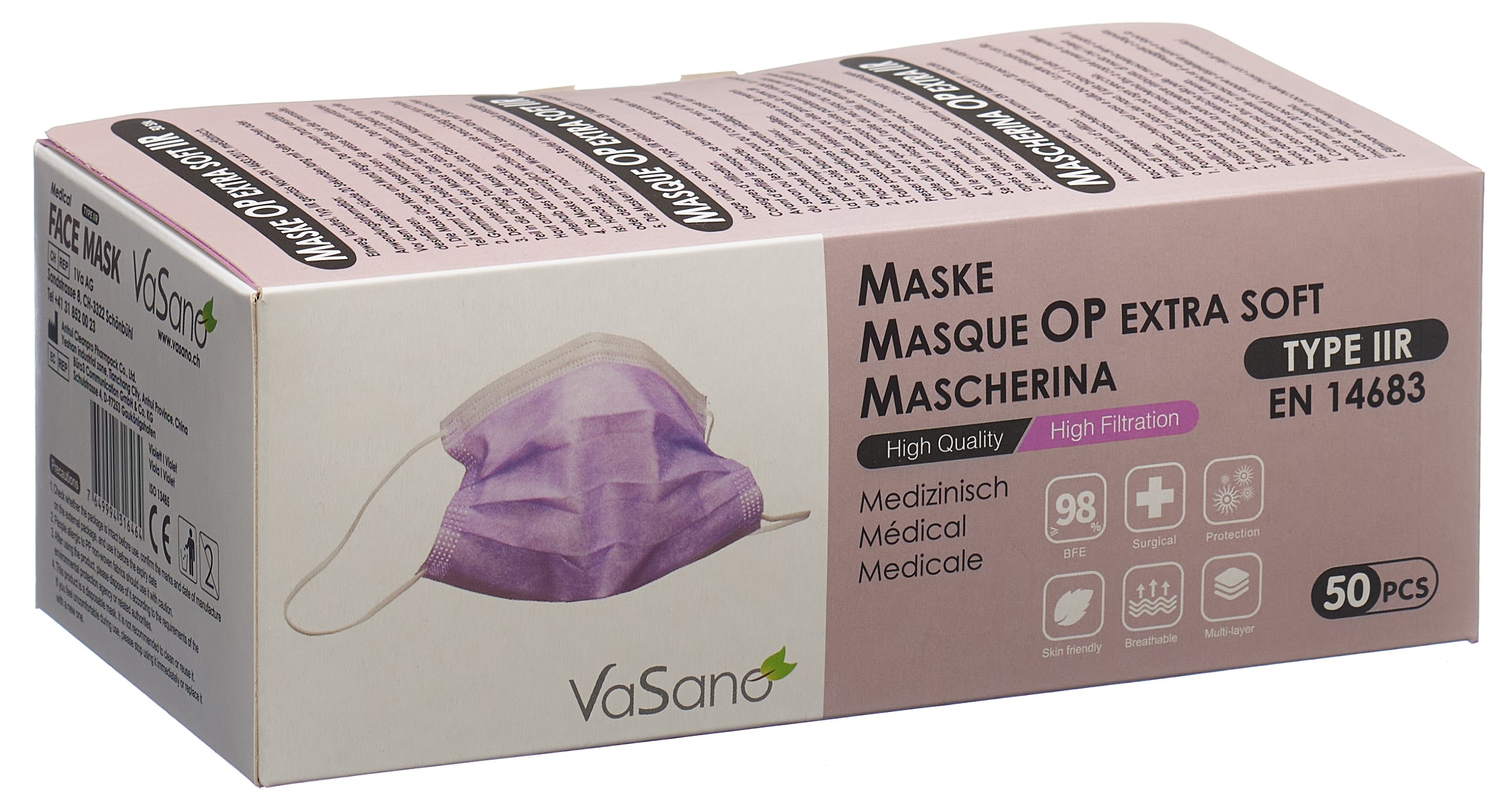 VaSano OP Maske extra soft Typ IIR violett
