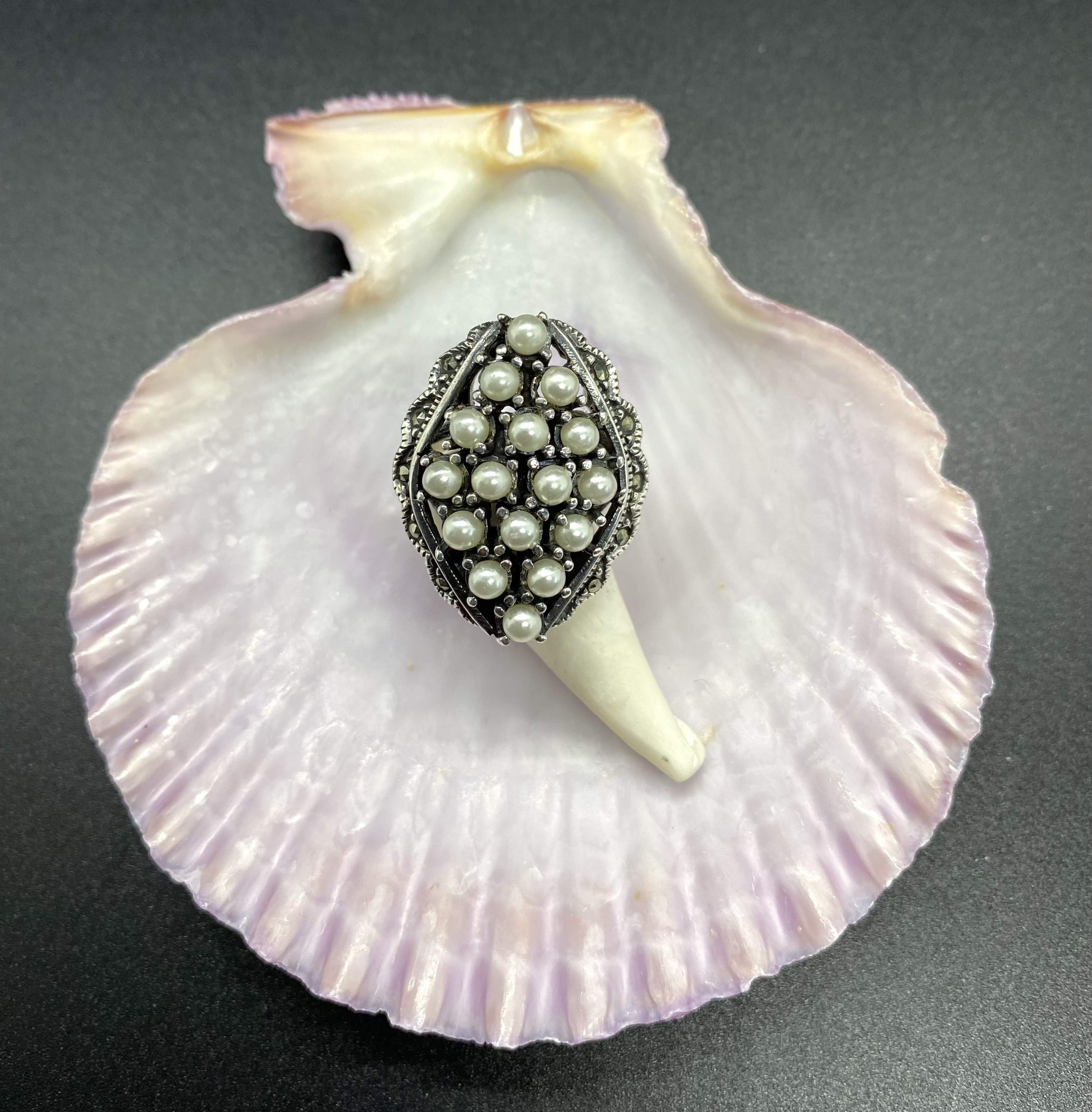 Silber Fingerring (925er) mit Perlen